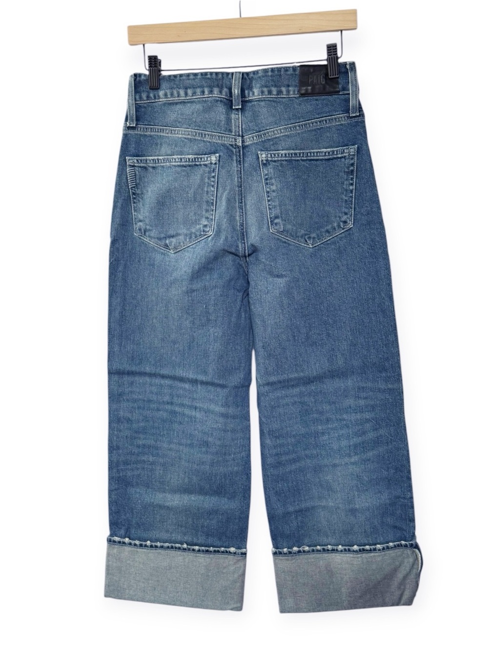 PAIGE Sasha Wide Cuff Ankle Jeans in Blue Note Distressed | 27 - Picture 5 of 13